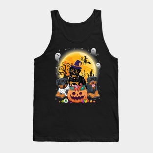 Rottweiler Dog Mummy Witch Moon Ghosts Happy Halloween Thanksgiving Merry Christmas Day Tank Top